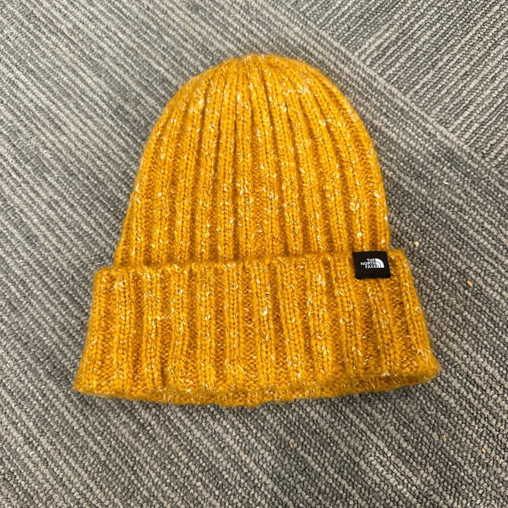 The North Face Yellow Ribbed Knit Beanie Hat